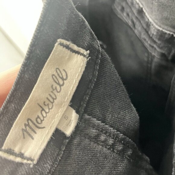 Madewell Black Denim Skinny Overalls Lunar Wash Sz Small J7955 Side Zip - Picture 7 of 8